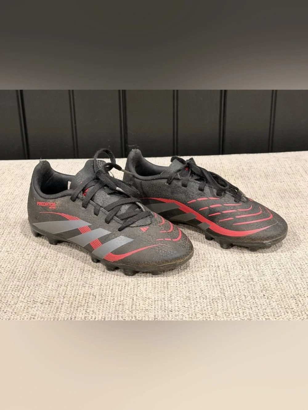 Adidas Predator Soccer Cleats in Black with Red Accents
